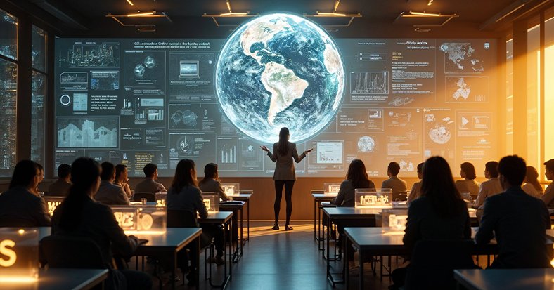 A professional man standing in front of an easel presenting to people who are seated. 